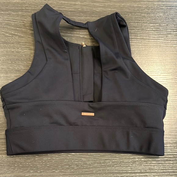 Cleo Harper Black Sports Bra High Neck Racerback - Picture 2 of 2